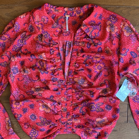 NWT Free People I Got You Crop Top Long Sleeve Boho Floral Size Large - Picture 4 of 14